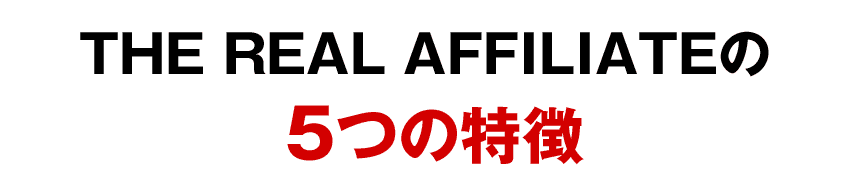 THE REAL AFFILIATEの5つの特徴