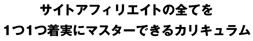 サイトアフィリエイトの全てを1つ1つ確実にマスターできるカリキュラム