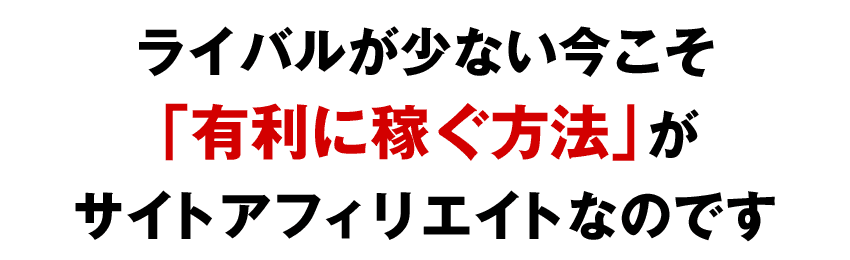 ライバルが少ない今こそ「有利に稼げる方法」がサイトアフィリエイトです